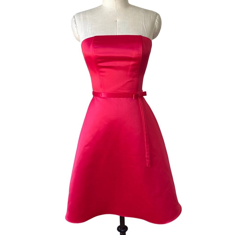 Jessica McClintock Red Satin Formal Dress With Bow Size 6 Vintage y2k Party